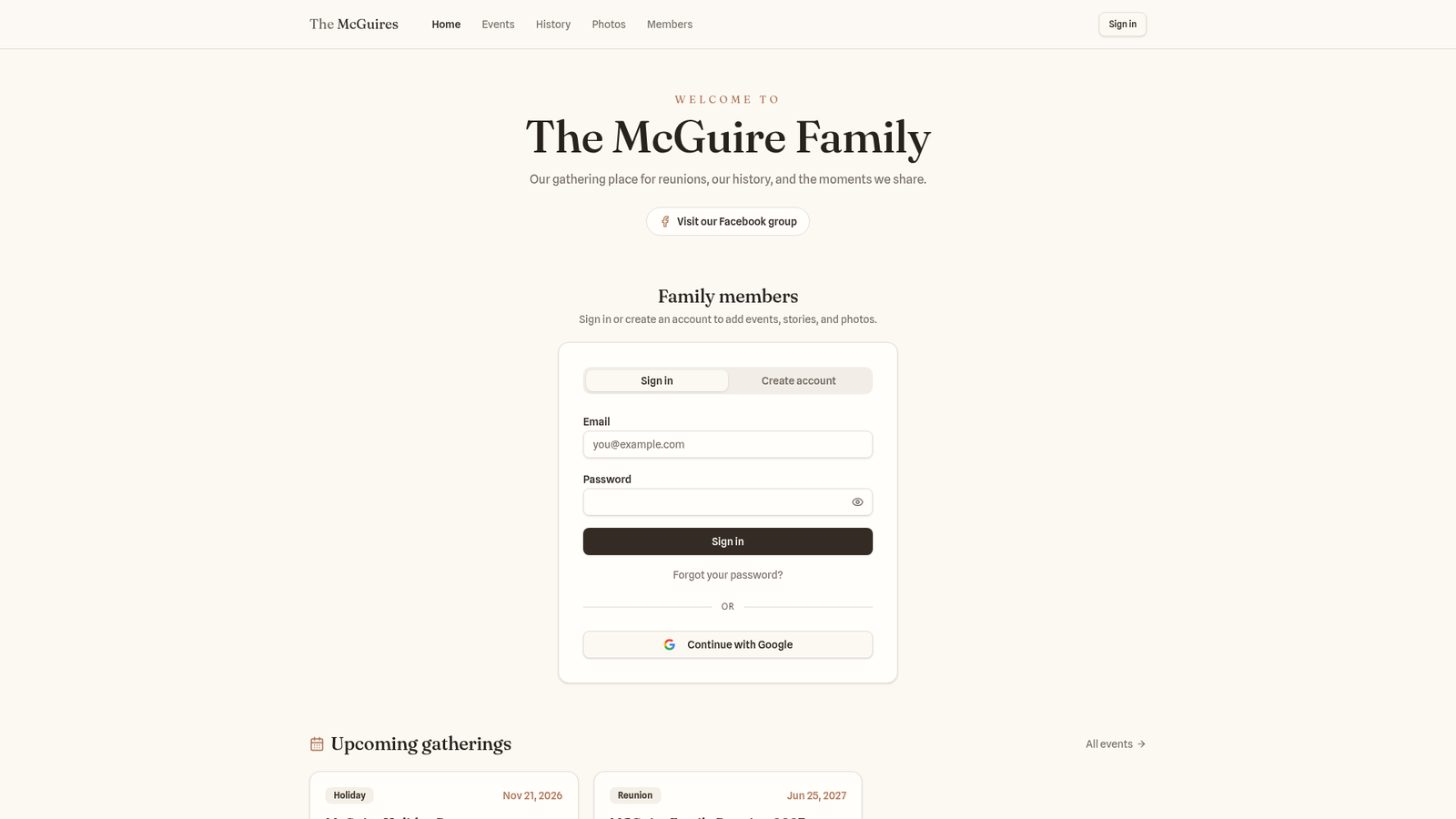 The McGuire Family website